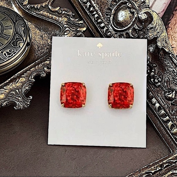 KATE SPADE • Red Glitter & Glee Squared Away Earrings - Picture 5 of 5